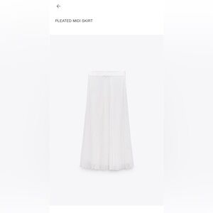 Zara white pleated midi skirt